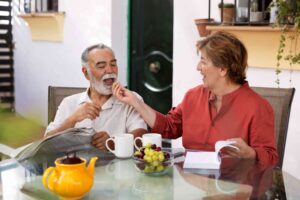 Elderly couple enjoying life home countryside 1